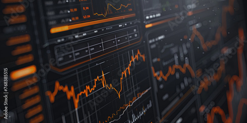 stock market charts on the computer screen, generative AI
