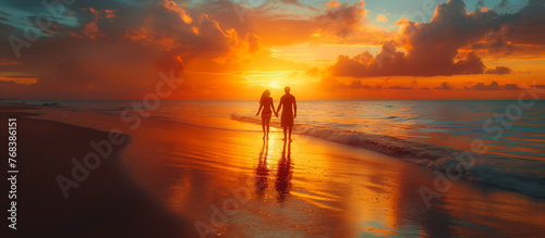 couple, sunset at the beach