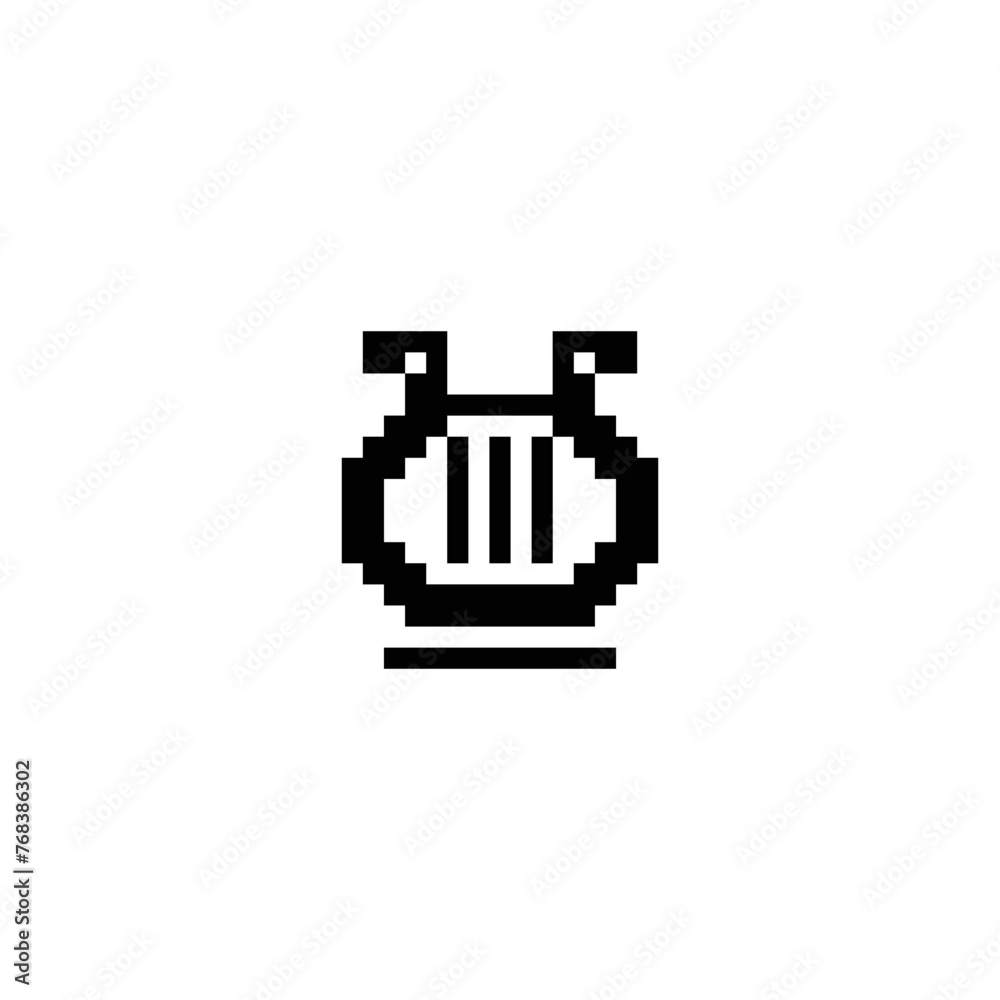 Lira musical instrument emoji, pixel art icon antique culture symbol isolated vector illustration. Design logo, mobile app, sticker, embroidery. Game assets 1-bit sprite. Lira musical instrument emoji, pixel art icon antique culture symbol isolated vector illustration. Design logo, mobile app, sticker, embroidery. Game assets 1-bit sprite.
