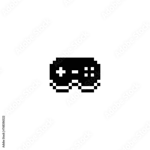 Gamepad icon, emoji. Video game. Retro 80s pixel art. Flat style. Old school computer graphic design. 1-bit sprite. Game assets. Isolated vector illustration.