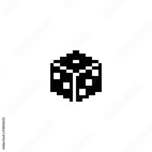 Game playing dice pixel art style icon. Isolated vector illustration. Design for logo, sticker, app. Game assets 1-bit sprite.