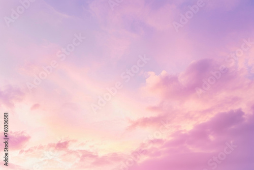 Pastel Purple Sky with Soft Clouds, Peaceful Dawn or Dusk with Gentle Sunlight © KirKam