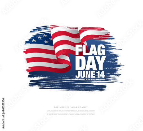 Flag day. Waving flag of the United States vector graphic design