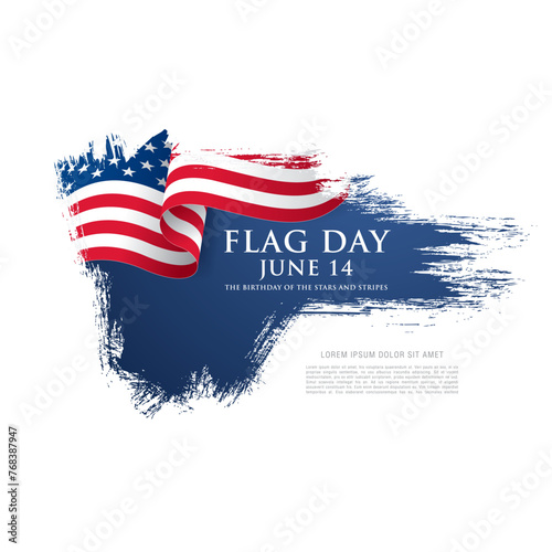 Flag day. Waving flag of the United States vector graphic design