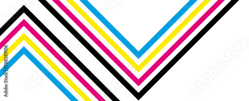 abstract black background with cmyk lines. Cyan, Magenta, Yellow And Black. Simple vector Illustration