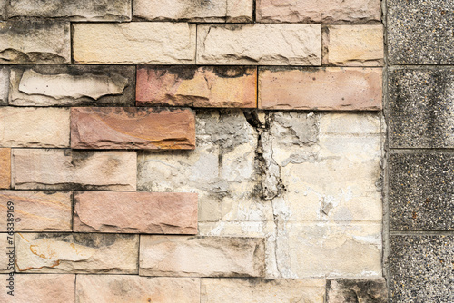 Old and broken brick wall. dirty brick wall texture background. Dirty Brickwork or stonework flooring interior rock old pattern.