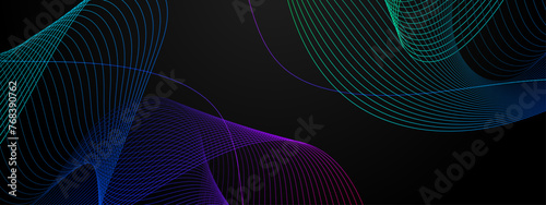 Green blue and purple violet vector tech line modern abstract background. Future technology concept. Horizontal banner template. Vector illustration © Salman