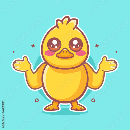 cute duck animal  character mascot cartoon with a confused expression 