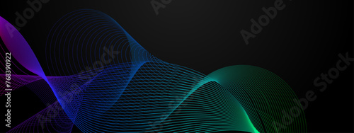 Purple violet green and blue vector glowing tech line modern abstract background. Modern smooth wavy lines. Futuristic concept. Suit for banner, brochure, cover, website, corporate, flyer © Salman