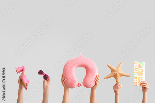 Female hands with heeled sa...