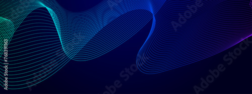 Green blue and purple violet vector abstract modern technology background with glowing line. Future technology concept. Horizontal banner template. Vector illustration