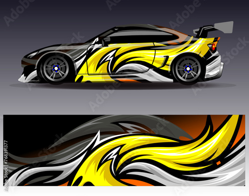 Car wrap design vector.Graphic abstract stripe racing background designs for vehicle  rally  race  adventure and car racing livery