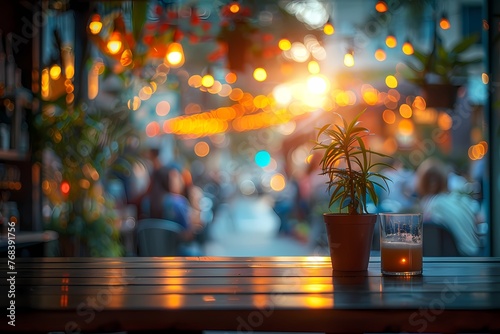 bar lights blurred with bokeh effect background, poster and wallpaper or banner