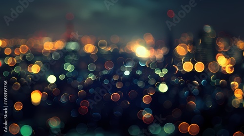 Abstract  city lights blurred  with bokeh effect background, poster and wallpaper or banner photo