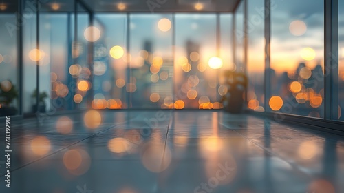 Abstract  cityscape business center blurred  with bokeh effect background  poster and wallpaper or banner