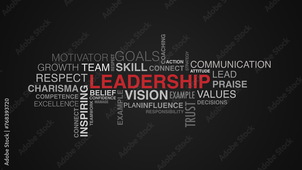 Image of leadership word cloud black background Image of leadership word cloud black background