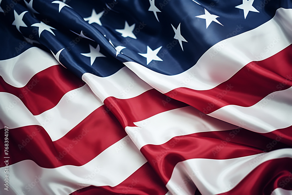 American flag waving in the wind. United States of America flag background. American flag waving in the wind. United States of America flag background.