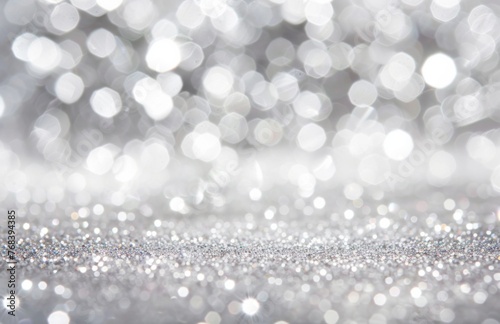 White silver glitter background with bokeh