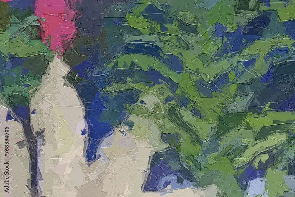 Naklejka premium garden, rose, smear, saturated, dye, romantic, vibrant, paintings, impressionism, artistic, paint, flower, art, oil, illustration, floral, canvas, drawing, colorful, leaf, bouquet, wallpaper, decorati