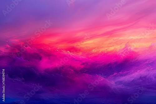 A textured digital painting of clouds in vibrant shades of pink, purple, and blue in a dynamic sky photo