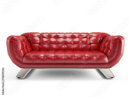 Sofa red 3D, photorealistic, on transparency background PNG  © Sim
