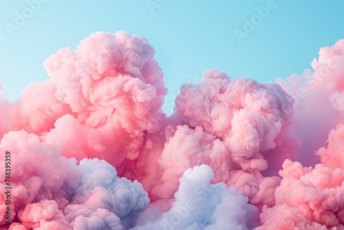 Surreal landscape with vibrant pink clouds and partially blurred foreground element © TPS Studio