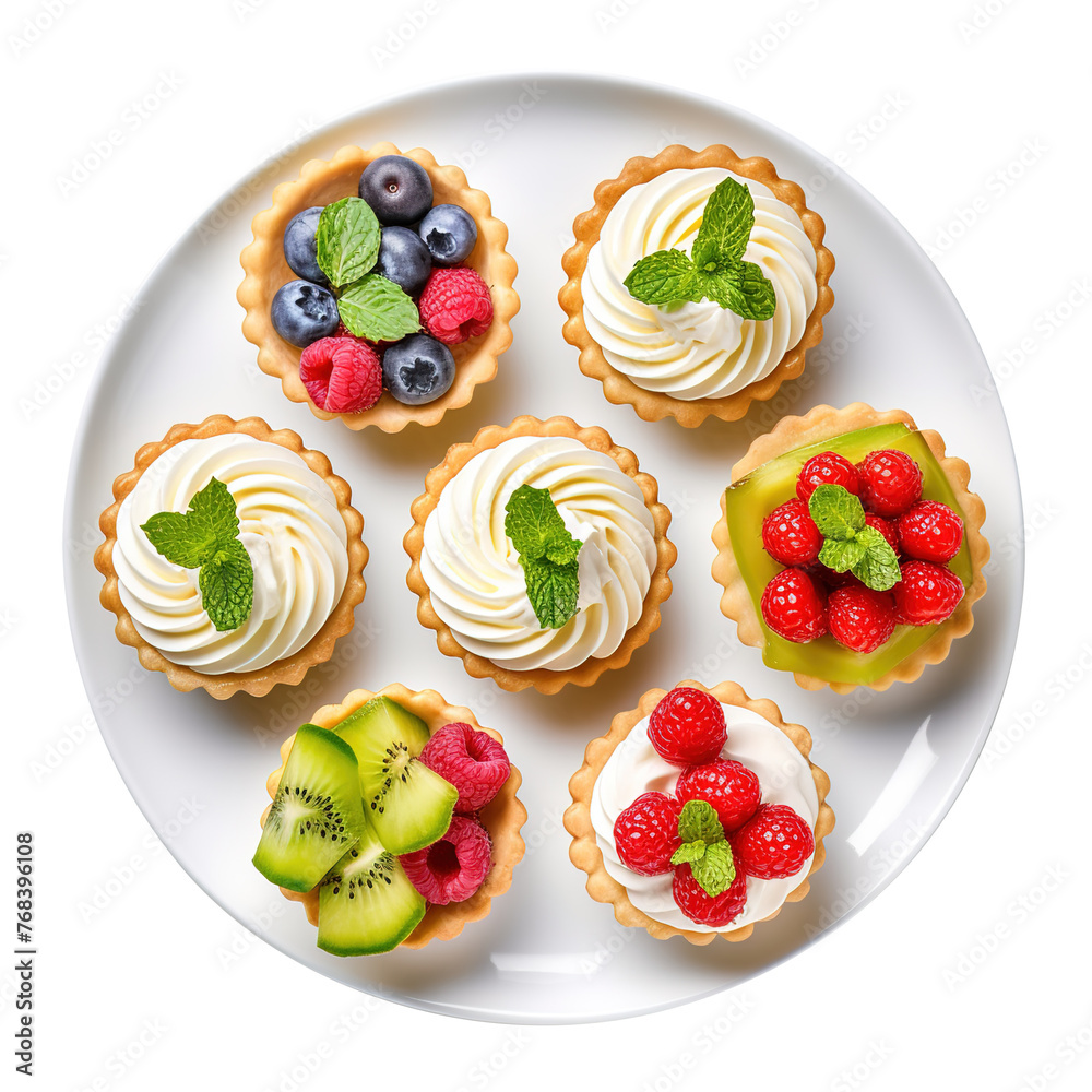 cake with fruits and berries on transparent background, clipping path, png, 