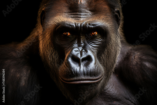 Portrait of a Western Lowland Gorilla in the rainforest photo