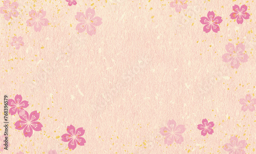 和紙と桜の和風のベクター背景素材