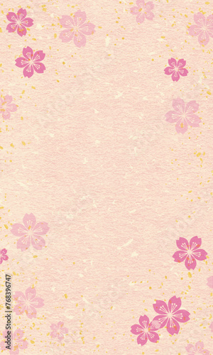 和紙と桜の和風のベクター背景素材