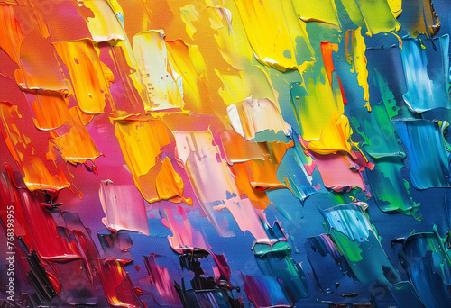 Abstract modern oil painting , bold strokes with bright rainbow colors. Fantasy concept. Background for your design © sssheina