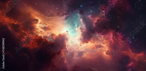 Ethereal Galaxy: Colorful Nebulae Embrace the Night Sky