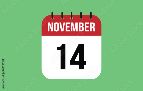 14 November Calendar. November Calendar Vector Illustration.