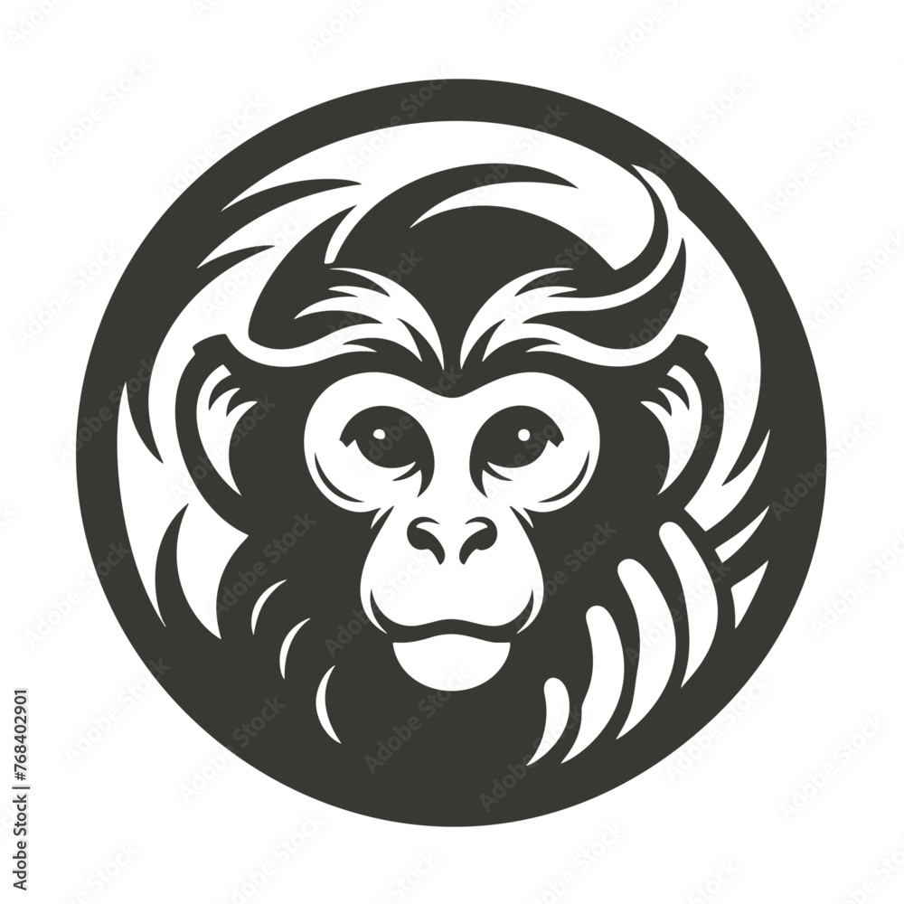 set of Illustration silhouette monkey