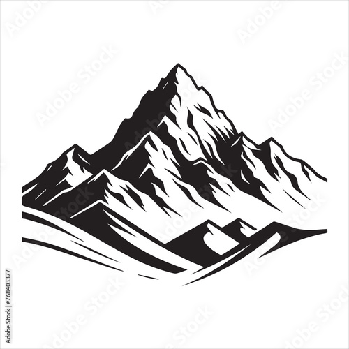 Lhotse mountain silhouette vector illustration 

