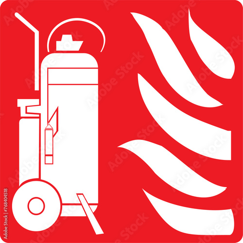 Wheeled fire extinguisher, fire equipment, Safety warning signs,symbol,icon,extinguisher