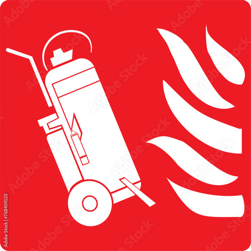 Wheeled fire extinguisher, fire equipment, Safety warning signs,symbol,icon,extinguisher