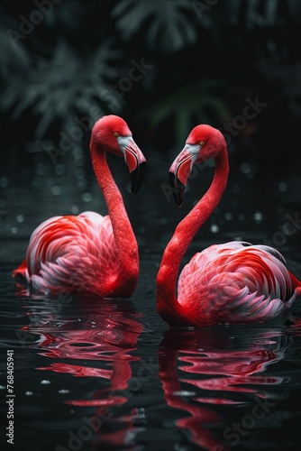 Flamingos as synchronized swimmers