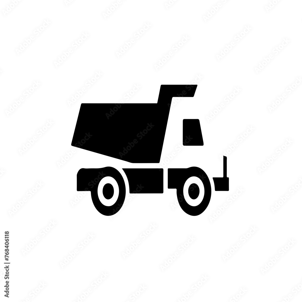 dump truck as a single simple icon logo vector illustration, isolated on transparent background