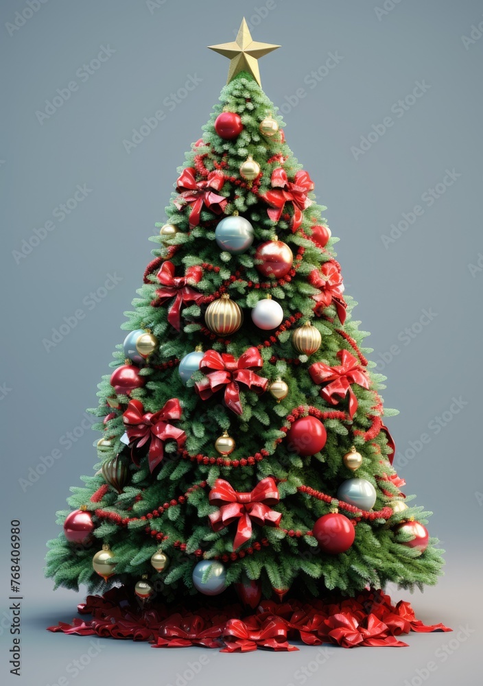 Fototapeta premium Christmas tree at home with gifts on the floor