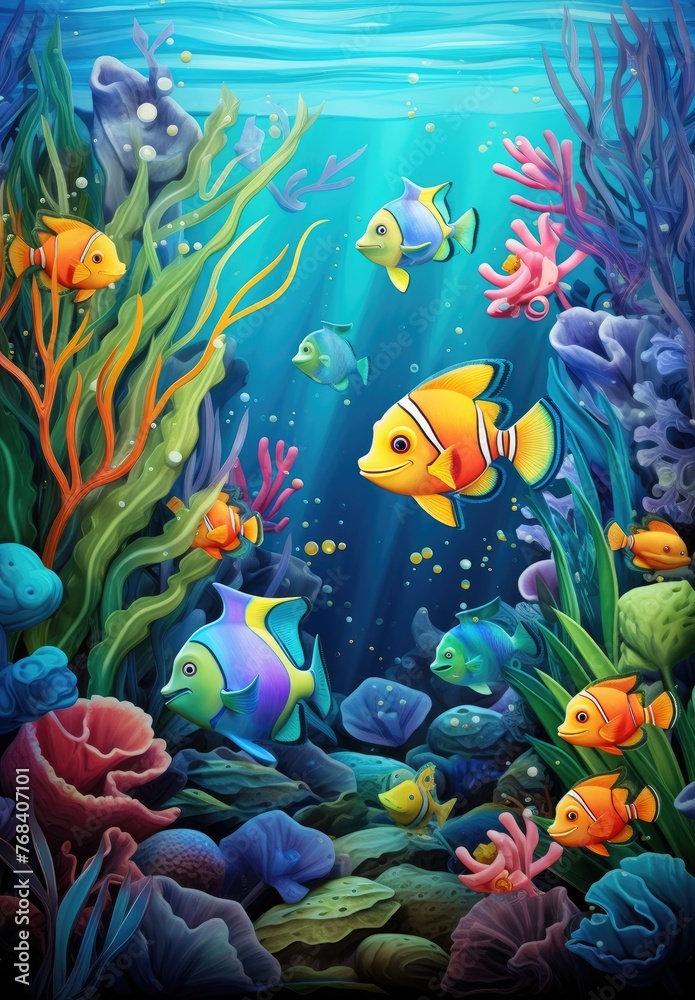 Underwater Scene With Fish and Corals