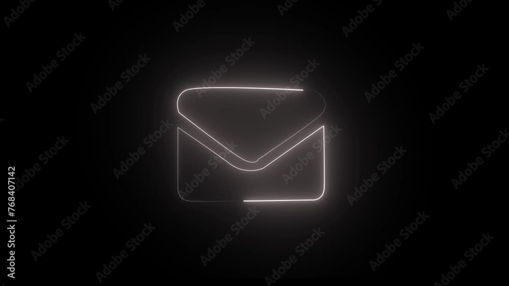 The appearance of the green neon symbol envelope. Flicker, In - Out. Alpha channel Premultiplied - Matted with color black Envelope neon sign appear in center and disappear after some time. The appearance of the green neon symbol envelope. Flicker, In - Out. Alpha channel Premultiplied - Matted with color black Envelope neon sign appear in center and disappear after some time.