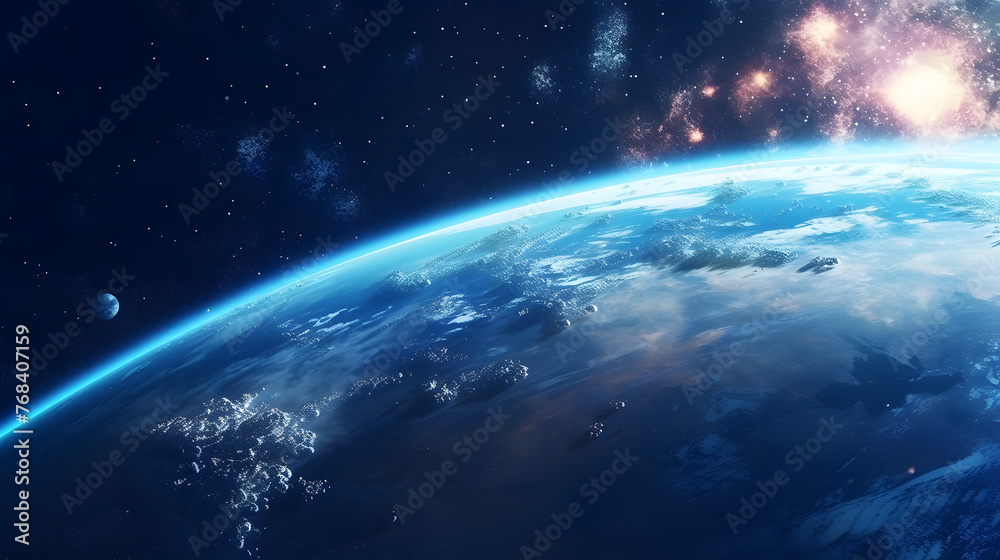 Digital technology universe earth abstract graphic poster web page PPT background with generative