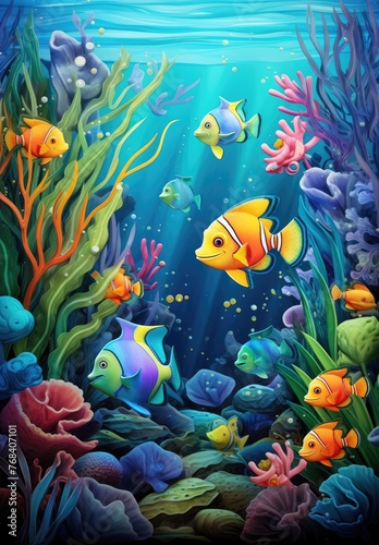 Underwater Scene With Fish and Corals © Boomanoid