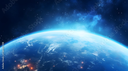 Digital technology universe earth abstract graphic poster web page PPT background with generative © JINYIN