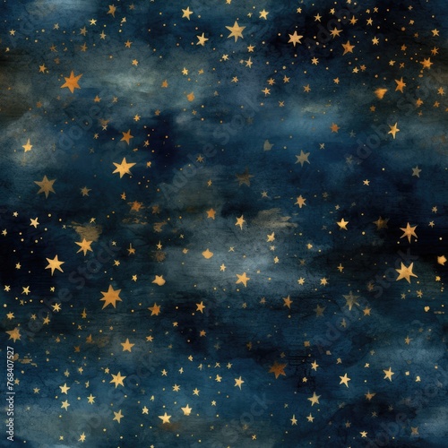 Shining mesmerizing space background. Dark night sky with shining yellow stars.