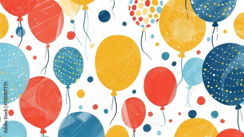 This cheerful birthday card features a playful pattern of balloons and the message Another year older another year wiser. Happy Birthday