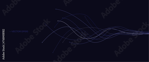 futuristic abstract wavy blue dot line, big data flow illustration for background, tech, illustration