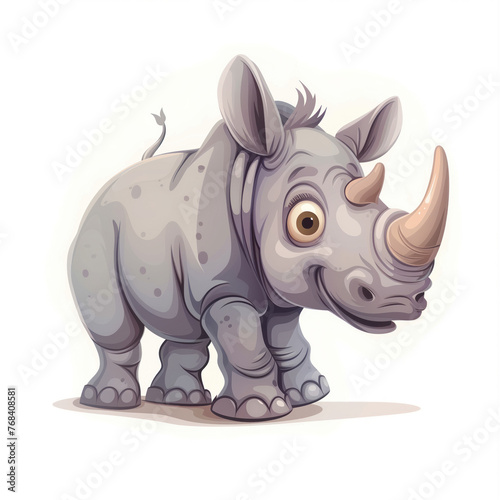 Cute Funny Cartoon Rhino  Illustration for Children Book  Generative AI