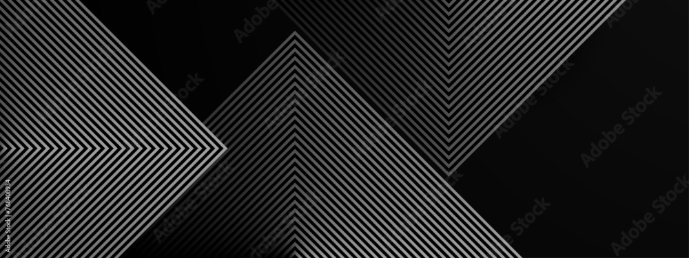 Black and white vector 3D futuristic line abstract banner with glow line